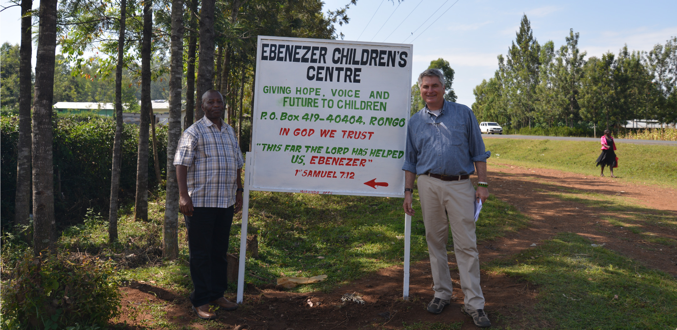 Daniel and Speed - Ebenezer Children's Centre sign
